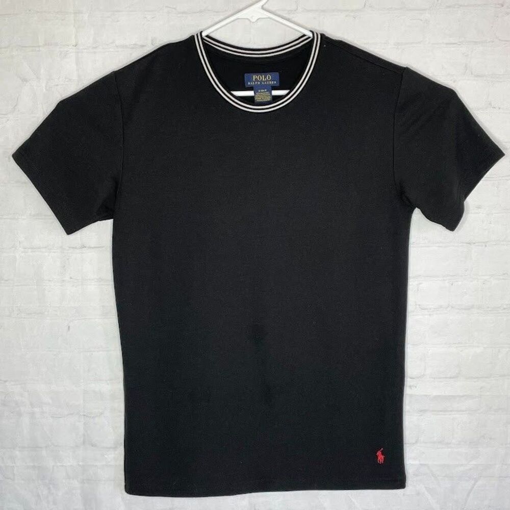 Polo Ralph Lauren Ringer Shirt Mens Small Black Crew Neck Short Sleeve Knit Tee